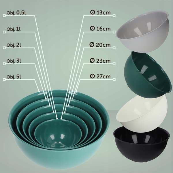 KADAX Plastköksskål 3L Stor Universal Fruktsalladsskål 23cm