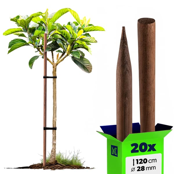 KADAX Puukepit Teroitetut Kyllästetyt Kepit 120cm Tukikeppi Fi 28mm 20 kpl