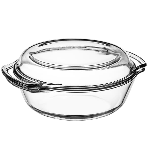 KADAX Liten ugnssäker form med lock 2,4 l rund glas