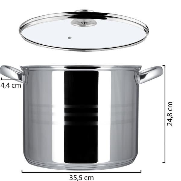 KADAX Stor Rustfri Stål Induktionsgryde med Låg, Gas, 34cm, 21L, Høj