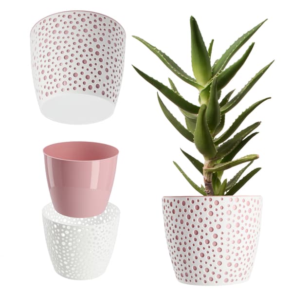 KADAX Urtepotte, Urtepotte, Rund Plastik Urtepotte, 19cm, Lyserød