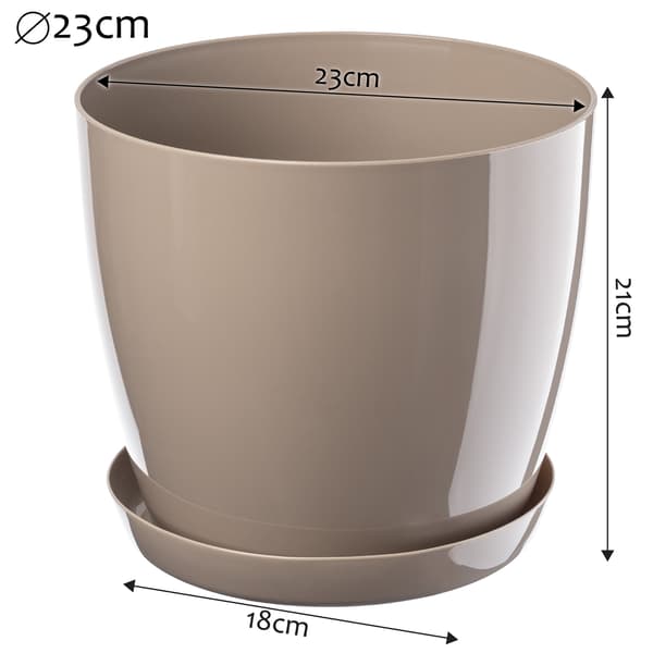 KADAX Urtepotte med Underkop Plastlåg 23cm Beige Urtepotte Kadax