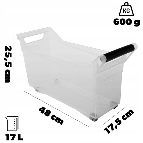 KADAX System Organizer-behållare för köksskåp, hjul, 48x17x25cm, 17L