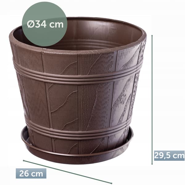 KADAX Urtepotte 34cm Trælignende Låg Plastik Blomsterstativ