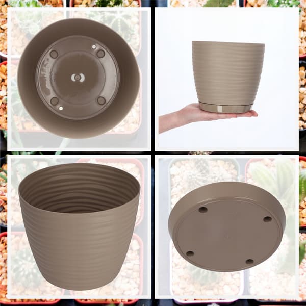 KADAX Urtepotte 17 cm Rund Plastik Urtepotte Beige