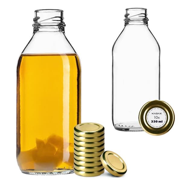 KADAX lasipullo 330 ml pullot viinille, likööreille, pontikkapulloille, Kubuś-korkit 10 kpl