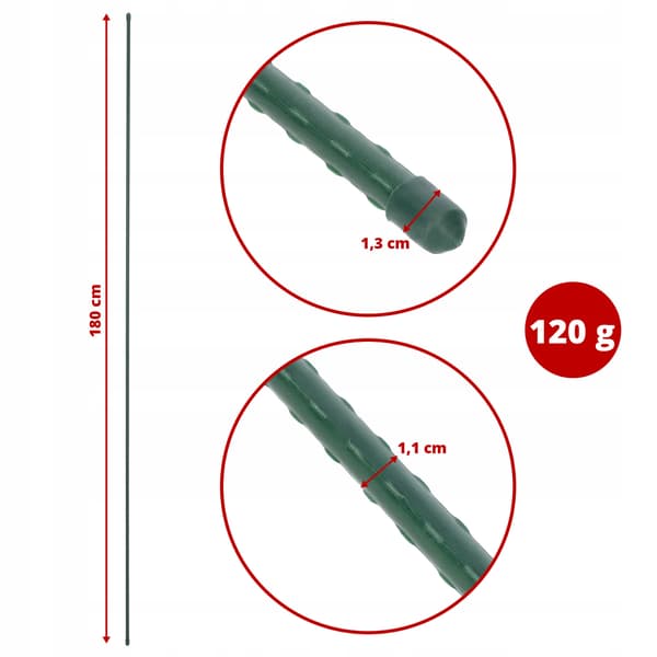 KADAX Plantestøttestang Tomatpæl 120 + 180 cm 11 mm 20 stk.