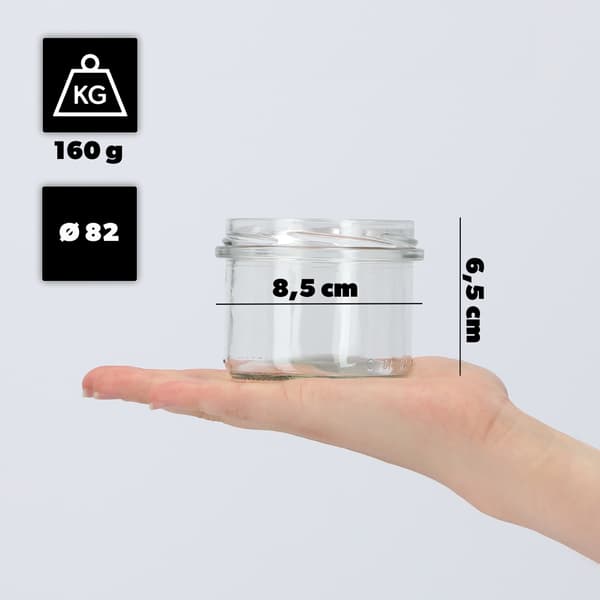 KADAX Glas 235 ml Glas til Honning, Marmelade til Stearinlys, Låg 10 stk. Fi82