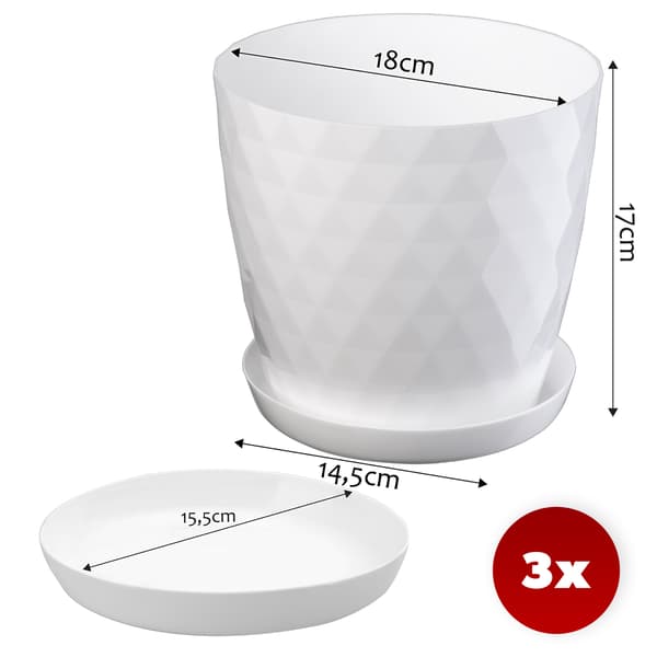 KADAX Blomkruka, Planter, Lock, 18 cm, Blomställning, Vit Plast, 3 st.