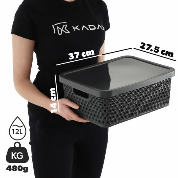 KADAX Korg med lock Förvaringslåda för behållare 12L grå