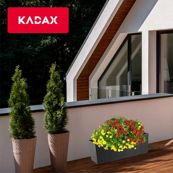 KADAX Urtepotte Balkonkasse med Indsats Blomsterstativ til Balustrade 19x56cm