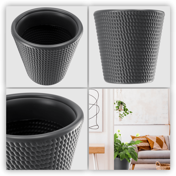KADAX Urtepotte Plastik Rund 40 cm Antracit