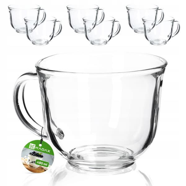 KADAX Winter Tea Kaffeglas 480 ml Glas med Handtag 6-delars Koppset