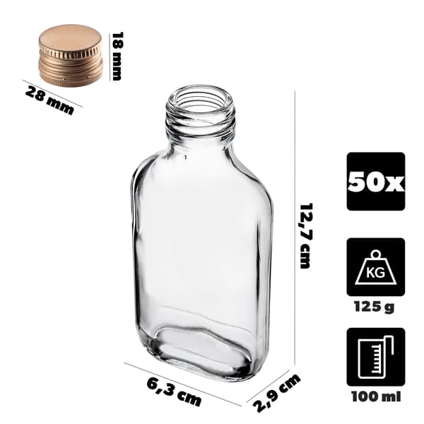 KADAX Pullo 100ml Kultakorkilla 50kpl.