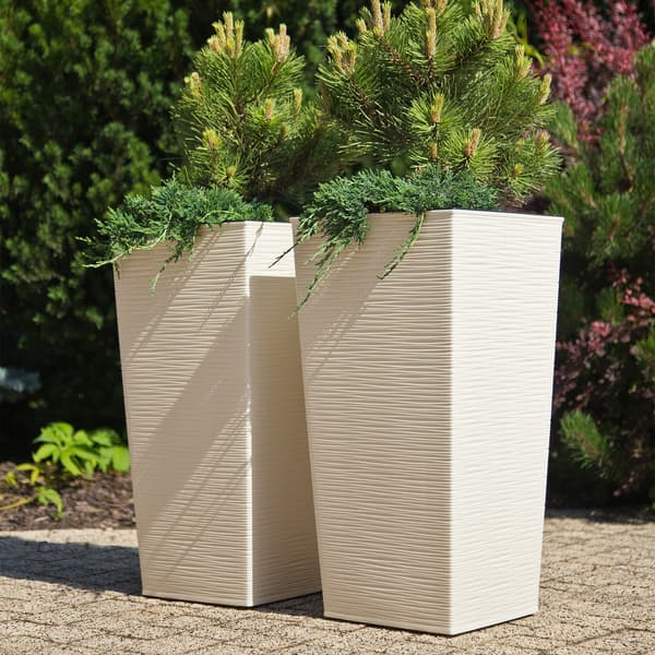 KADAX Blomkruka trädgårdskruka med blominsats stor hög 34x68 cm krämfärgad