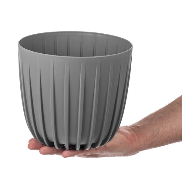 KADAX Urtepotte Urtepottedæksel 20 cm Rund Plastik Blomsterfod Grå