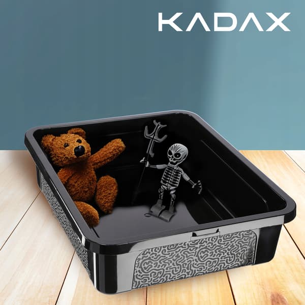 KADAX 10L plastikbeholder med låg, sort, aflåselig kasseorganisator