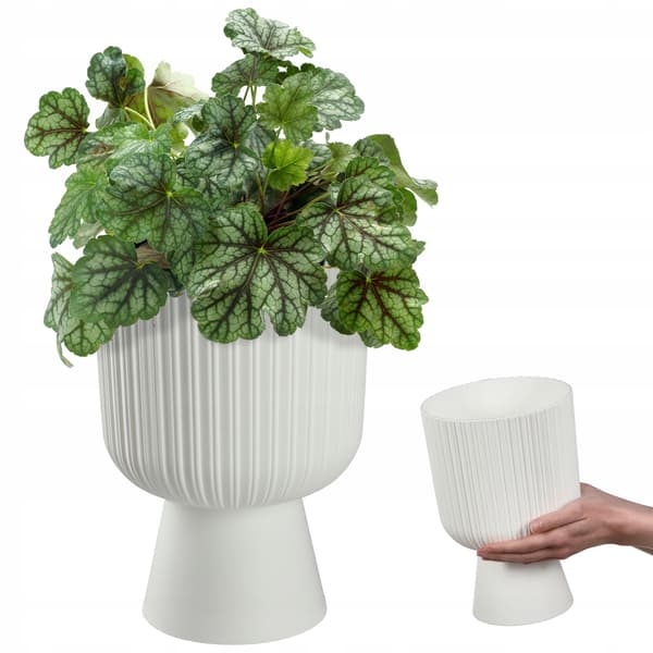 KADAX Urtepotte Urtepotte Plæne Plastiklåg 18 cm Blomsterfod Hvid