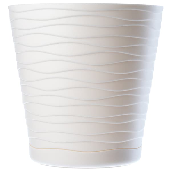 KADAX Urtepotte med Underkop Havepotte 21 cm Rund Plastik Grå