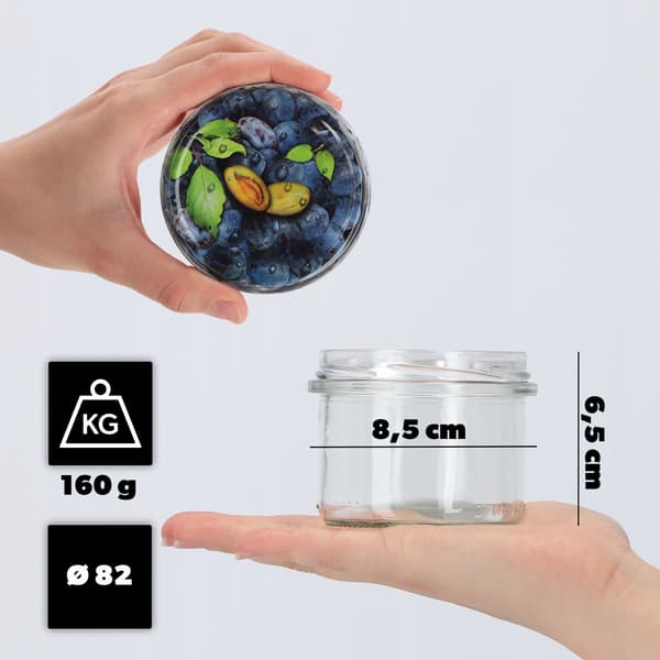 KADAX Tartu säilöntäpurkit 235ml 50kpl 82mm + "Plum" kannet