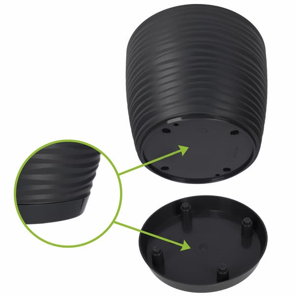 KADAX Urtepotte 13cm Rund Plastik Urtepotte Antracit