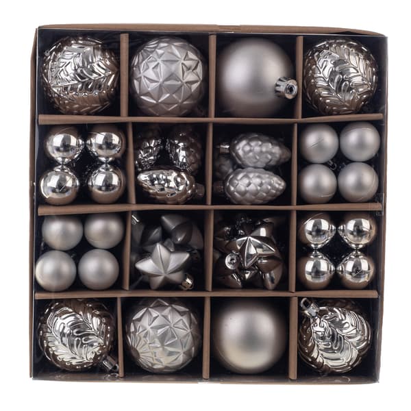 KADAX Splittersäkra Julgranskulor Silver Julgransprydnader Set med 60