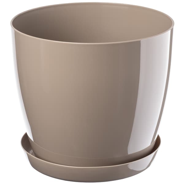 KADAX Urtepotte med Underkop Plastlåg 16cm Beige Urtepotte Kadax