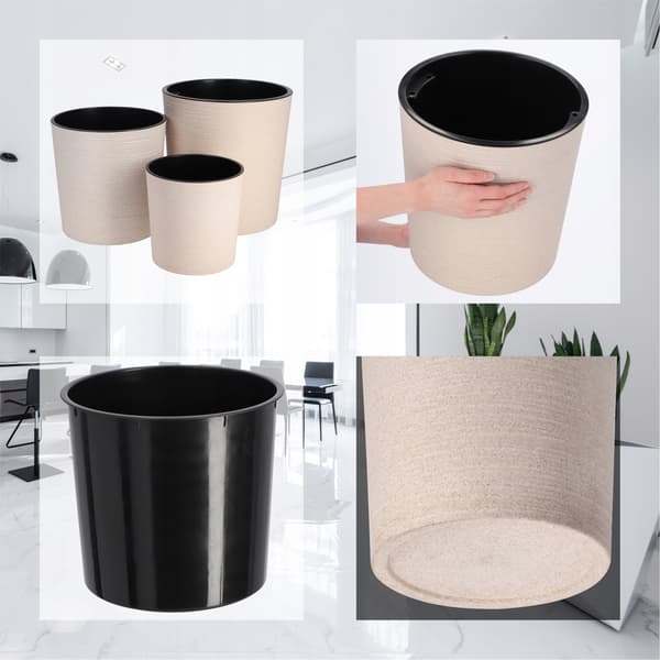 KADAX Urtepotte, Urtepotte, Blomsterfod, 30 cm, til Stuen, Beige + Indsats