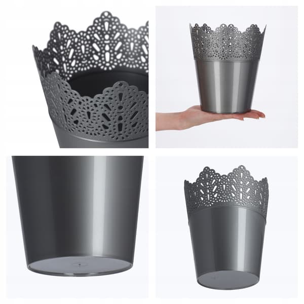 KADAX Urtepotte, Urtepotte, Låg, Høj, Plast, 16,5 cm, Grå