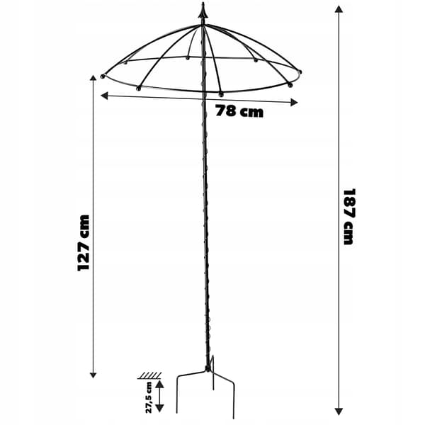 KADAX Parasollstöd för rosor, klätterväxter, murgröna, metallpergola 190 cm