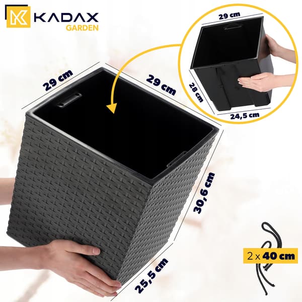 KADAX Urtepotte, Urtepotte, 30 cm, Grå Plastlåg, Med Indsats