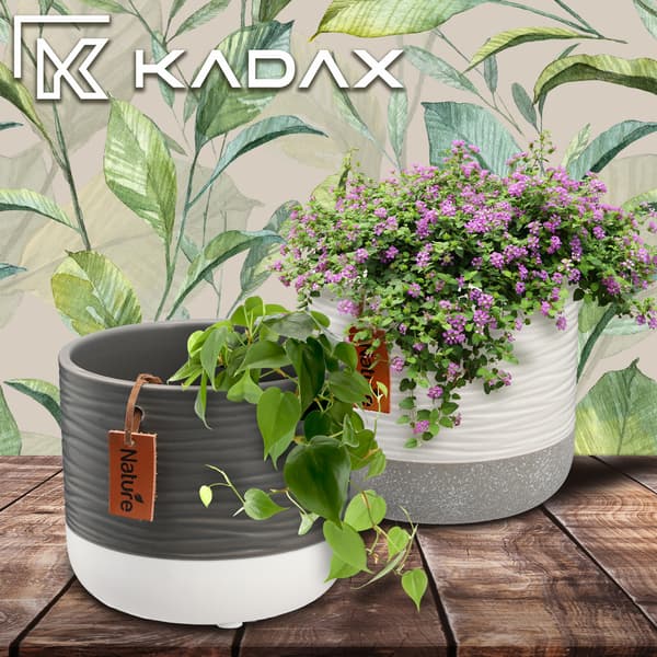 KADAX Keramik Blomsterpotte, Blomsterpotte, Rund, 16 cm, Grå