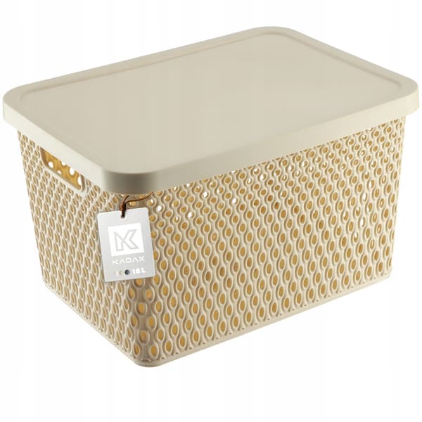 KADAX Korg med lock Förvaringslåda 18L Beige