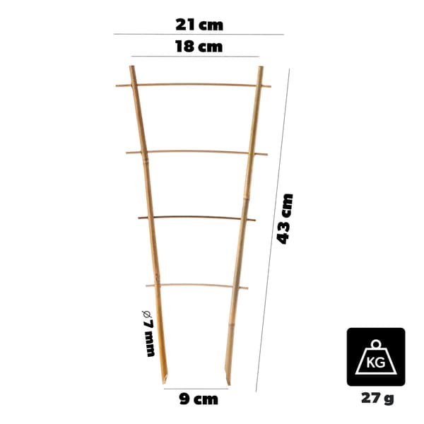 KADAX Bambus Plantestøttestige 43 cm Til Blomster Dobbelt Støtte