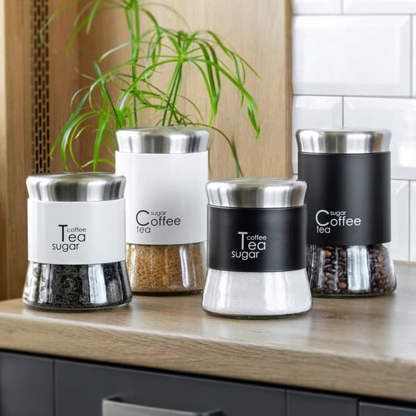 KADAX Te Kaffe Socker Glas Matbehållare med Lock 750 ml Svart