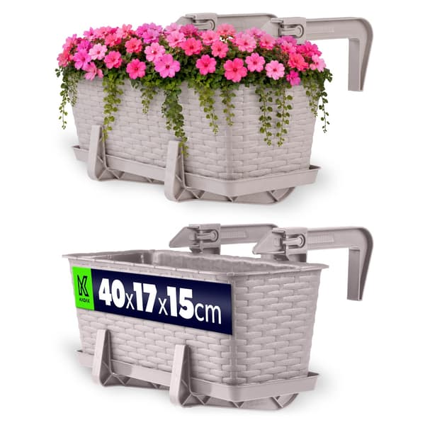 KADAX Balkonkasse Urtepotte med Blomsterfod 40 cm + Håndtag