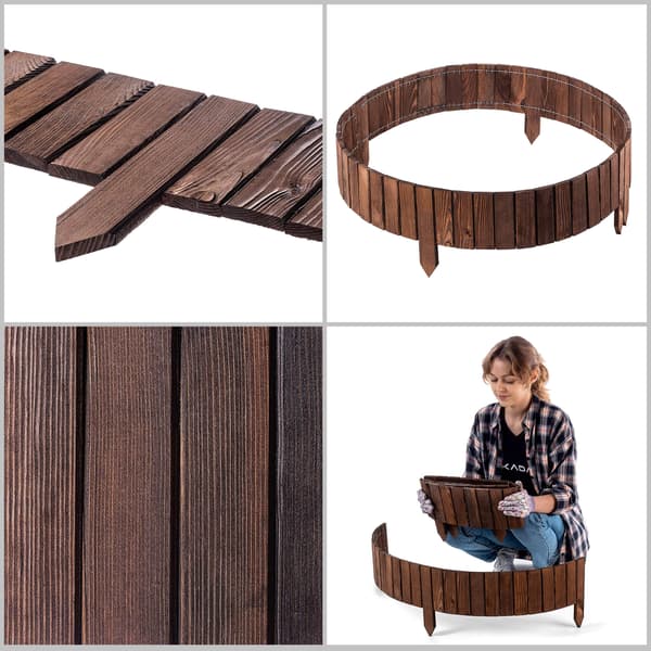 KADAX Palisade Trädgårdskant Trä Gräsmatta Hamrad Brun 15x116