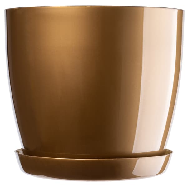 KADAX Urtepotte med Blomsterfod, Rund Låg, 20 cm, Plast, Guld