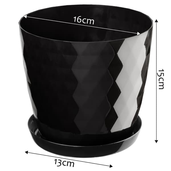 KADAX Urtepotte med Blomsterfod, Rund Låg, Plast, Sort, 16 cm