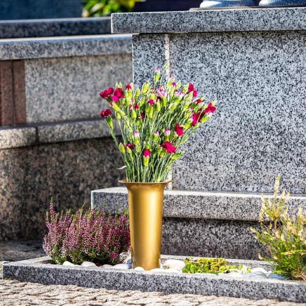 KADAX Vase Flaske Til Kirkegård Gravsten 35cm Gravsten Til Blomster Guld