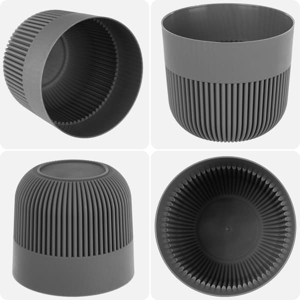 KADAX Urtepotte, Urtepottedæksel, 15 cm, Plast, Rund, Ribbet, Grå