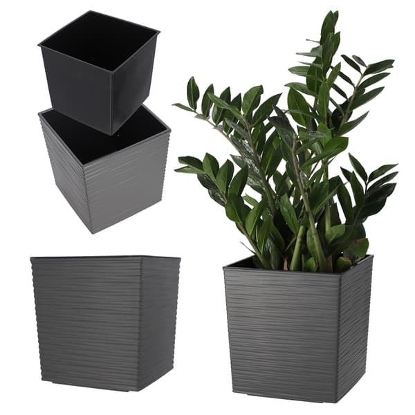 KADAX Blomkruka, Blomkruka, 25 cm, Grått Plastlock, Med Insats
