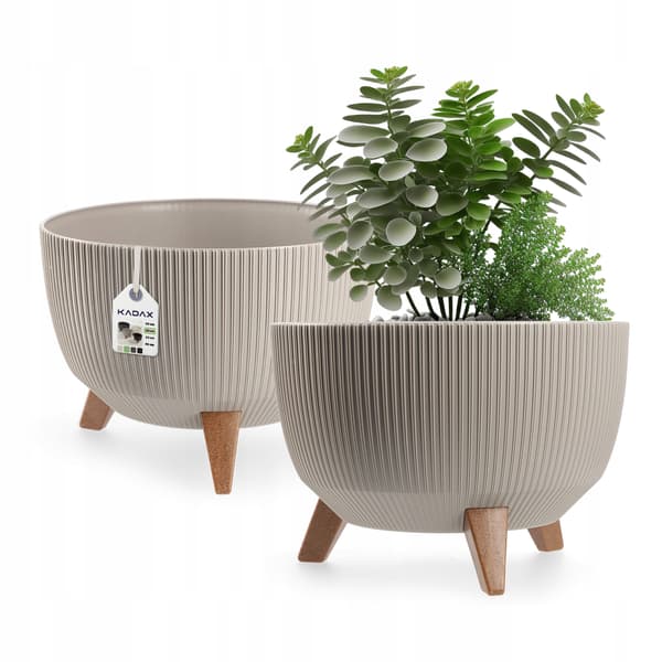 KADAX Blomkruksskydd på ben + kruka 29 cm beige randig