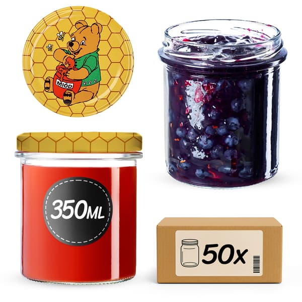 KADAX Avila muurauspurkit 350ml 50kpl 82mm + kannet "Honey"