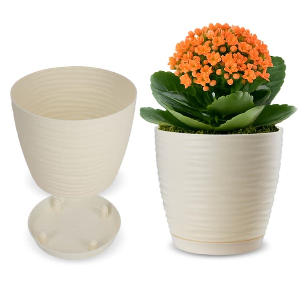 KADAX Blomkruka 15cm Rund Plastblomkruka Krämfärgad
