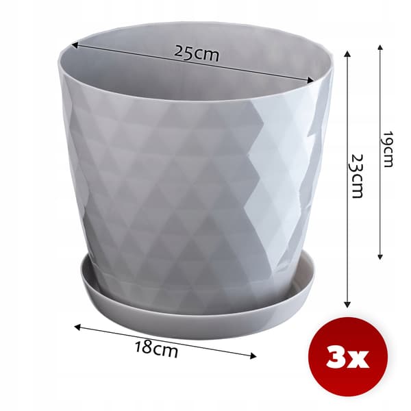 KADAX Blomkruka, Planter, Lock, 25 cm, Blomställning, Grå Plast, 3 st.
