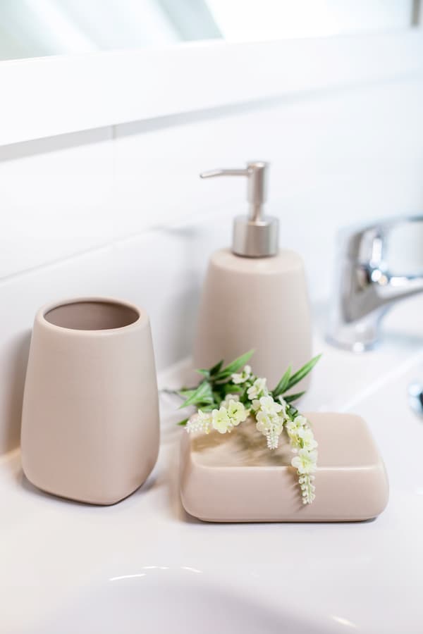 KADAX flydende sæbedispenser 400ml keramisk beholder beige