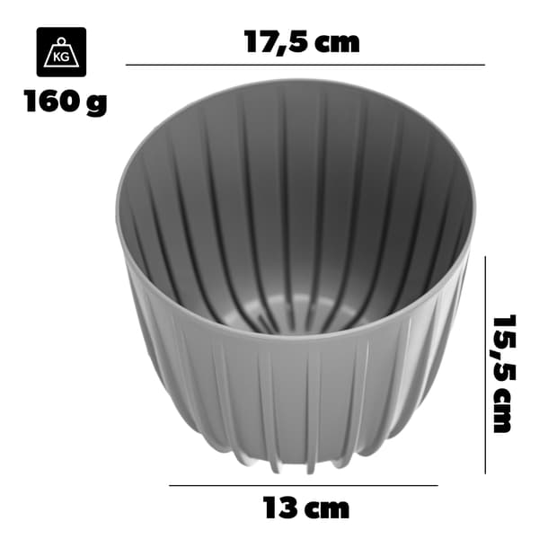 KADAX Urtepotte Urtepottedæksel 17,5 cm Rund Plastik Blomsterfod Grå