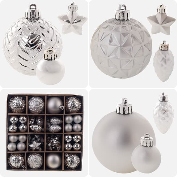 KADAX Splittersäkra Julgranskulor Silver Julgransprydnader Set med 60