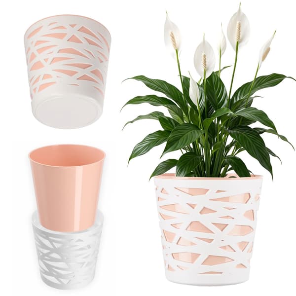 KADAX Blomkruka, Plastlock, Insats, Blommor, Växter, 13cm, Persika